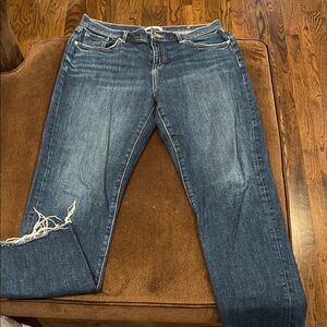 Loft Classic Blue Straight Frayed Denim Jeans.  Great Condition.  Size 10/30.